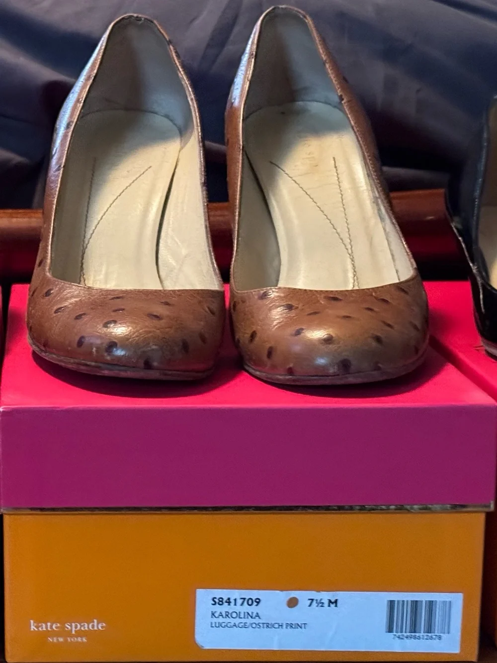Kate Spade Brown ostrich print  Leather High Heel Pumps - Women's Dress Heels